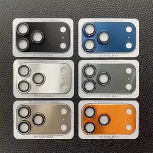 For 17 Pro Max Metal Camera Lens Protector for 17 Air 17 Pro Metal Ring Protective Tempred Glass Cap Accessories