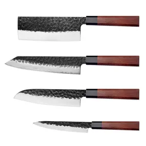 TUSKBLADE KITCHEN KNIFE SET 4 PIECE “PM8 Octa Series” – Composite Steel Chef Knives with Octagonal Grip