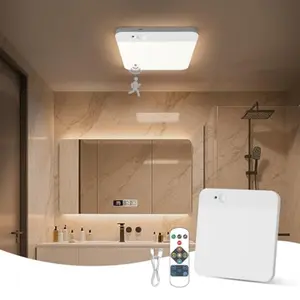 LED Ceiling Light Motion Sensor, Cordless Bathroom Ceiling Lamp Battery Operated, Rechargeable Magnetic Mount Shower Light for Bath,Porch,Stairs,Garage, 3 Color Temperatures, Remote Control