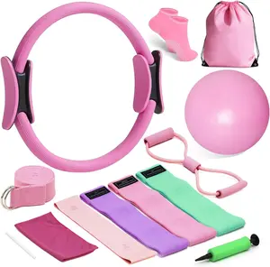 Pilates Kit for  Workouts, Pilates Essentials Kit for Women, Better Me Pilates Kit,Pilates Equipment with 14.5"Pilates Ring Set,9" Yoga Ball,Cooling Towel,6 Pilates Resistance Bands for Stretching