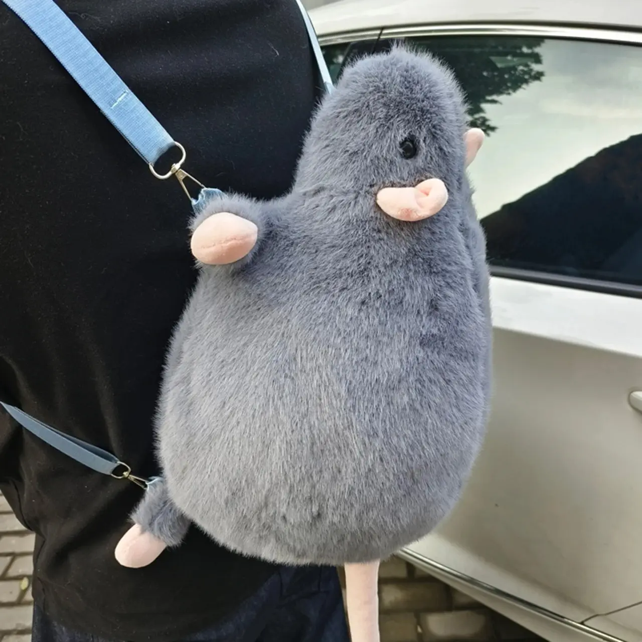 2026 New Design Sense Niche Backpacks Plush Zipper Mouse Shape Funny Fashion Backpacks Large Capacity Commuting Bags