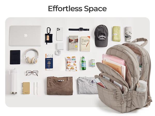 BAGSMART Quilted Laptop Backpack for Women–Regular Size with 32OZ Pockets Water-Resistant College & Travel Backpack, Fits 15.6”Laptop and Mini Size(11.4" × 8.2" × 4.3") Fits 9.7”Laptop TikTokShopHolidayHaul