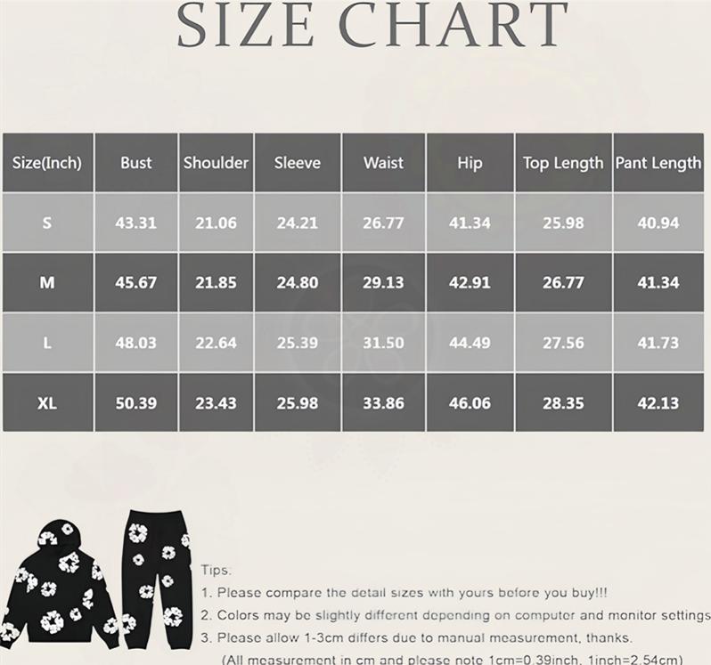 Denim Tears Y2K Hoodie Women's and Men's AestheticHoodie Casual Retro Large Pullover Harajuku Jacket with Unique Floral Print