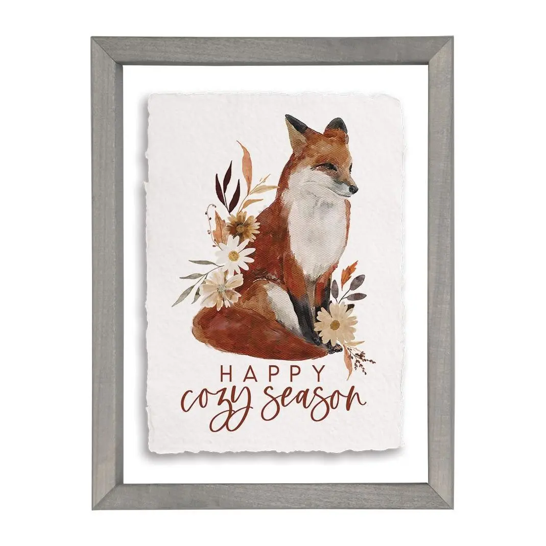 Sincere Surroundings 14"Cozy Season Fox Floating Frame Art