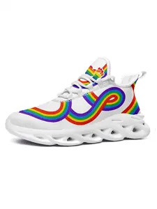 Women's Rainbow Pride Running Shoes, Casual Comfortable Soft Sole Lace-Up Sneakers for Running, Walking & Casual Wear, Trail Running Shoes