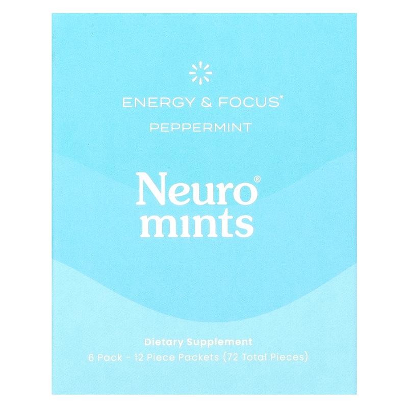 NeuroGum NeuroMints, Energy & Focus, Peppermint, 6 Packs, 12 Pieces Each