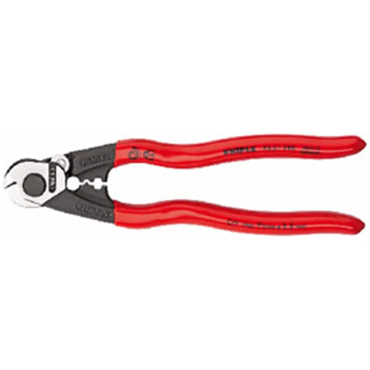 Knipex Wire Rope Cutter with Induction-Hardened Steel Blades - Special Blade Geometry for Outdoor Cable Cutting, Cuts Medium Hard Wire up to 6 mm, with Locking Lever, Prevents Fanning