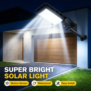 Solar Street Light Outdoor Motion Sensor Dusk to Dawn Super Bright LED Flood Light Waterproof IP65 Remote Control Wide Angle Solar Powered Area Lighting Commercial Lighting Yard Garage Patio Backyard Garden Driveway Parking Lot Farm Barn