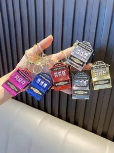 1 fruit toy keychain, Fashionable alloy keychain, Kawaii, lottery machine, backpack, small pendant with buckle decoration, ladies' keychain, suitable for decorating backpacks, bags and cars, Valentine's Day gift for students