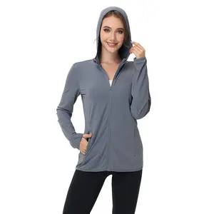 BIGWIG Women's Hooded Sun Protection  — UPF 50+ Full-Zip, Long-Sleeve Sun Shirt | Lightweight Fitness  with Pockets | Spring/Summer Sun-Blocking Hoodie | Stretchy Athletic Sunwear | Stylish, Lightweight Top Solid Zip-Up Sports Jacket