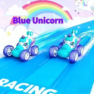 Unicorn Remote Control Stunt Car with LED Lights, Easy Operation, Perfect Birthday Gift for Kids 3+, Cool Toy for Children, RC Stunt Car