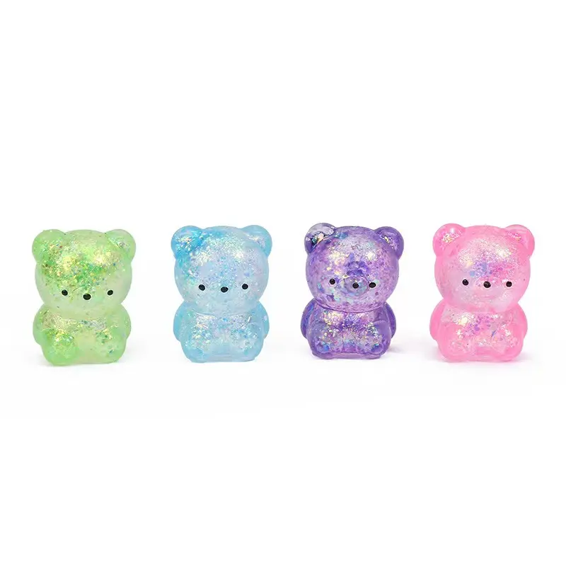 Transparent Glitter Sand Seated Bear Stress Relief Toy, Desktop Decoration, Relaxing Squeeze Fun Gift, Stress Relief Squishy, Sparkly Squishies