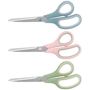 8.5 Inch Scissors, All-Purpose, Soft Comfort-Grip, Ambidextrous, Pastel Green, Pink, Blue, 3 Count