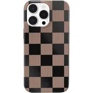 Mocha Vibe Checkered Phone Case for iPhone 17 16 15 14 13 12 Pro Max Plus Durable Shockproof Trendy Cover Gift for Friends Birthday Gift for Her