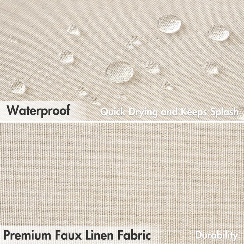 Long Scalloped Shower Curtain Linen Textured with 12 Hooks Heavy Duty Washable Waterproof Cloth Shower Curtains with Black Border for Bathroom Hotel Bathtub,Beige Quick Drying Machine Washable Home Bathroom Decor Shower Curtain Sets for Bathroom