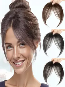 Fluffy Synthetic Blunt Bangs Wig for Women - Natural Look, Soft & Lightweight Hairpiece for Everyday Wear & Parties