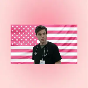 Dr Frank Langdon Pink US Flag | The Pitt Patrick Ball Wall Tapestry | Dorm Room Decor | The Pitt Fan Gift
