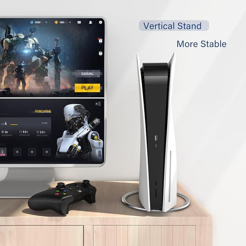 PS5 Slim Stand Vertical Stand for PS5/PS5 Slim Consoles Non-Slip Base Mount for  5 Accessories