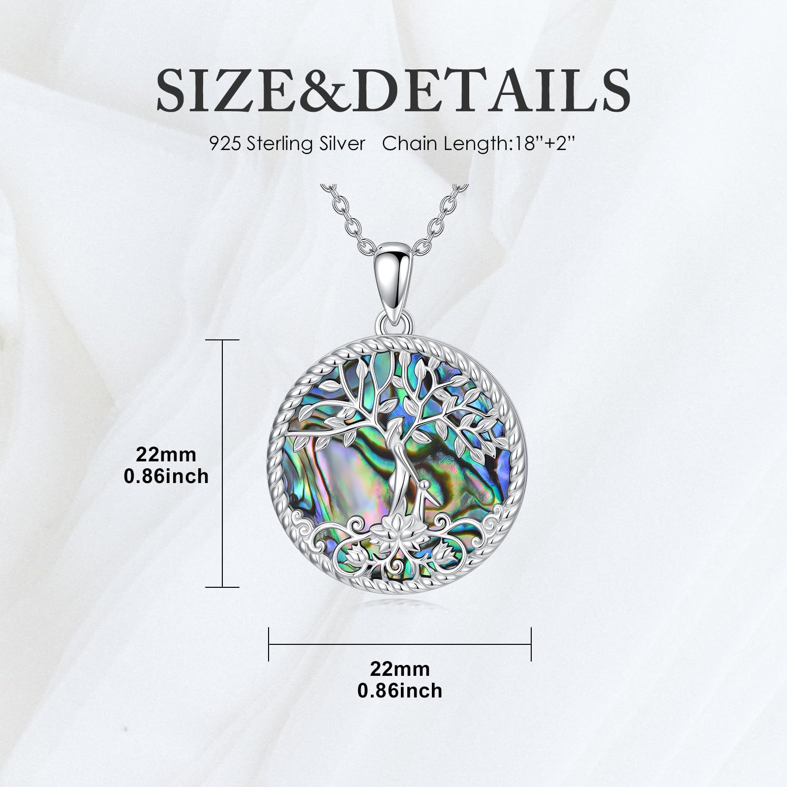 MEIDERBO Dream Chaser Tree of Life Lotus Mother Daughter Necklace 925 Sterling Silver White Gold Plated Mothers Day Gift for Mom 18+2 Inch Adjustable
