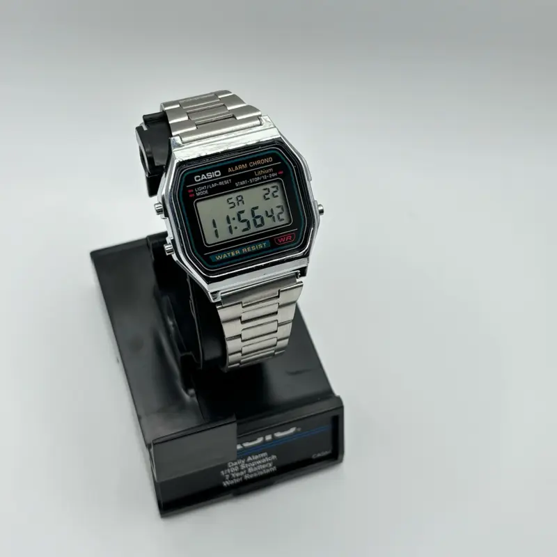 Casio A158WA-1 Classic Stainless Steel Digital Watch – Vintage Retro Alarm Chronograph