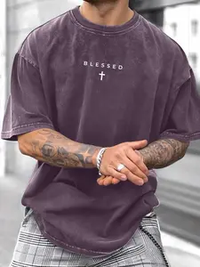 Men's Cross & Athletic Letter Print Round Neck Tee, Casual Street Short Sleeve T-shirt for Summer, Men's Top for Daily Wear, Athleisure Street Fit, Sports Tee, Athletic Fashion, Casual Athletic Apparel
