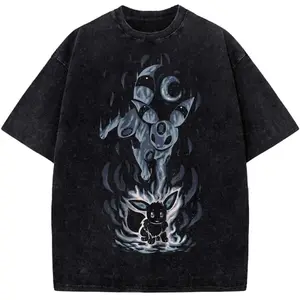 Umbreon Eevee PKM Dark Moon Creature Vintage Washed T-Shirt – Celestial Fantasy Graphic Tee, Streetwear Shirt
