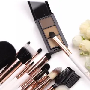 Zoreya professional 15pc makeup brush set with VEGAN leather case rose gold