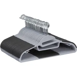 Rubber coated plastic hangers pack of 50 gray