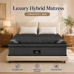 FANSACE 12/14/16 inch Twin/Queen/King/California King Size Euro Top Hybrid Memory Foam Mattress, Fiberglass-Free Cover, Gel Cooling Layer, Foundation Series, Home & Hotel Mattress Medium Firm