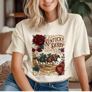 Kentucky Derby Horse Racing Tee, Run for the Roses Retro Equestrian Shirt