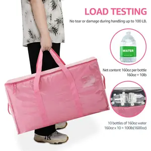 Upgraded thickened heavy-duty extra-large moving bags, moving boxes, moving essentials, storage boxes with lids, plastic packaging bags, clothing storage bags with handles and zippers, Storage Organizer (pink)