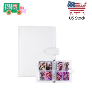 A5 Kpop Photocard Binder with 30 Pack 4-Pocket Card Pages, 6 Ring A5 Binder Card Collector Album