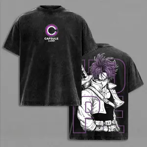 Vintage Trunks Oversized T-Shirt |   Capsule Corp Washed Black Casual Tee |   Unisex Streetwear for Outdoor & Daily Wear
