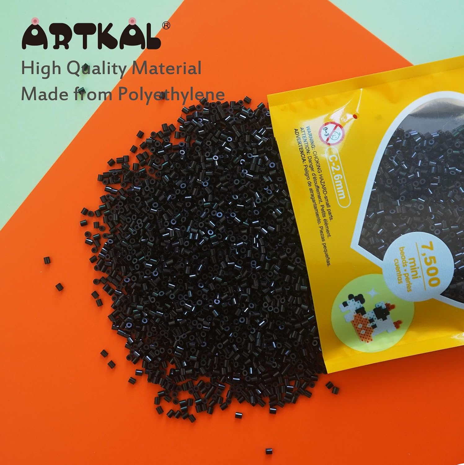 Beadora 2.6mm Mini Fuse Beads, 7500/15000pcs, DIY Melty Beads for Kids, Craft, Perler & Hama Compatible, Creative Art Beads Se