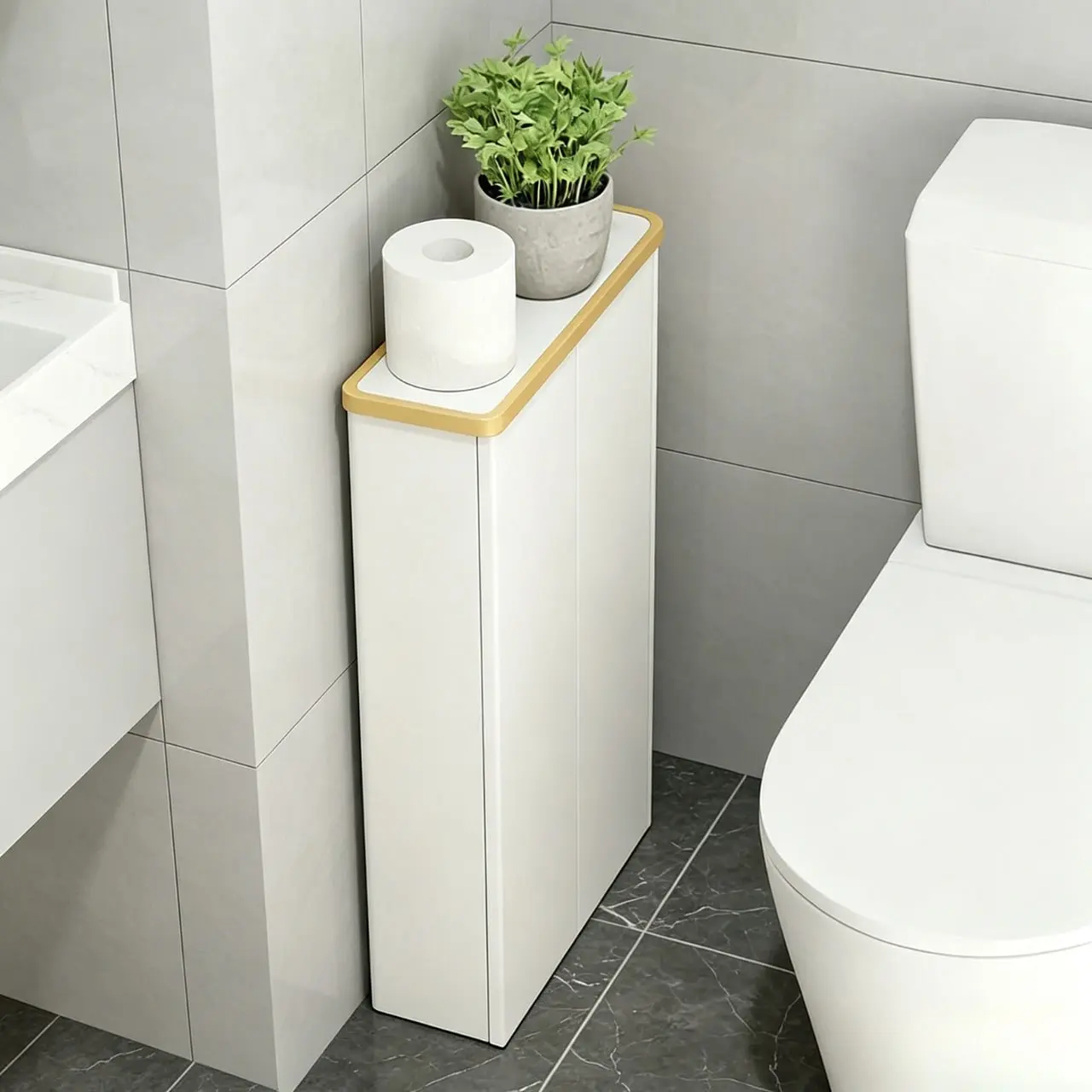Large Capacity Toilet Paper Storage Organizer with Lid – Holds Up to 24 Rolls, Slim Bathroom Storage Bin, Modern Tissue Holder for Bathroom Essentials, Home Organization & Small Space Storage