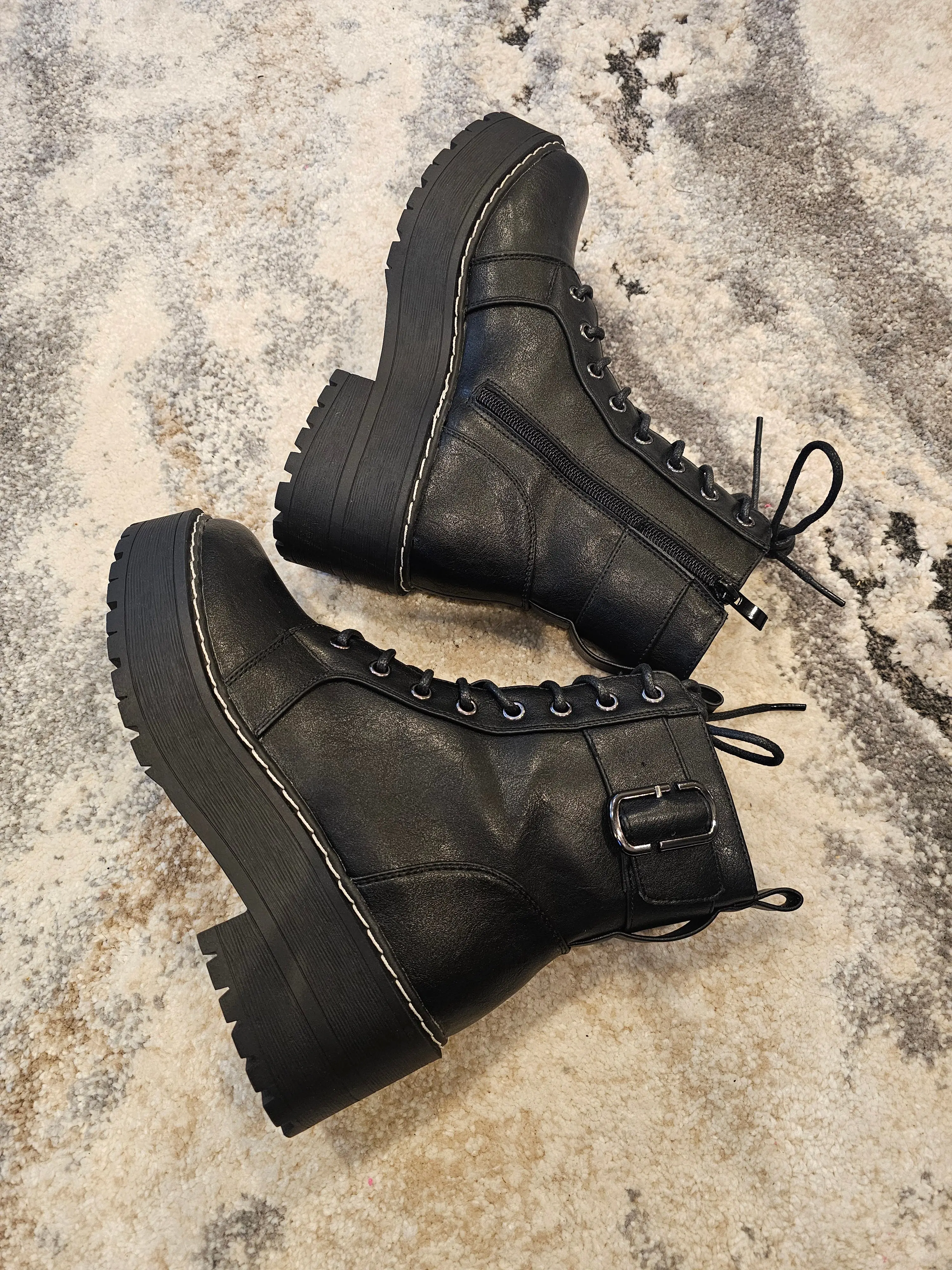 Forever Chunky Platform Combat Booties Forever Chunky Platform Combat Booties