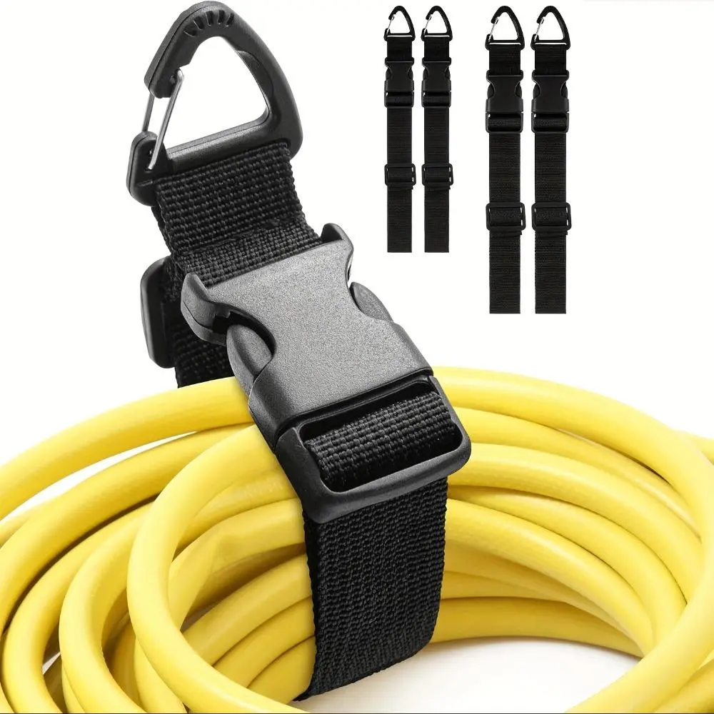 6pcs 17.72 Inch Black Adjustable Extension Cord Organizer with 3-Axis Buckle - Heavy-Duty Storage Strap for Workshop & Garage Organization, Durable Polypropylene Material, Cable Organizers For Cords