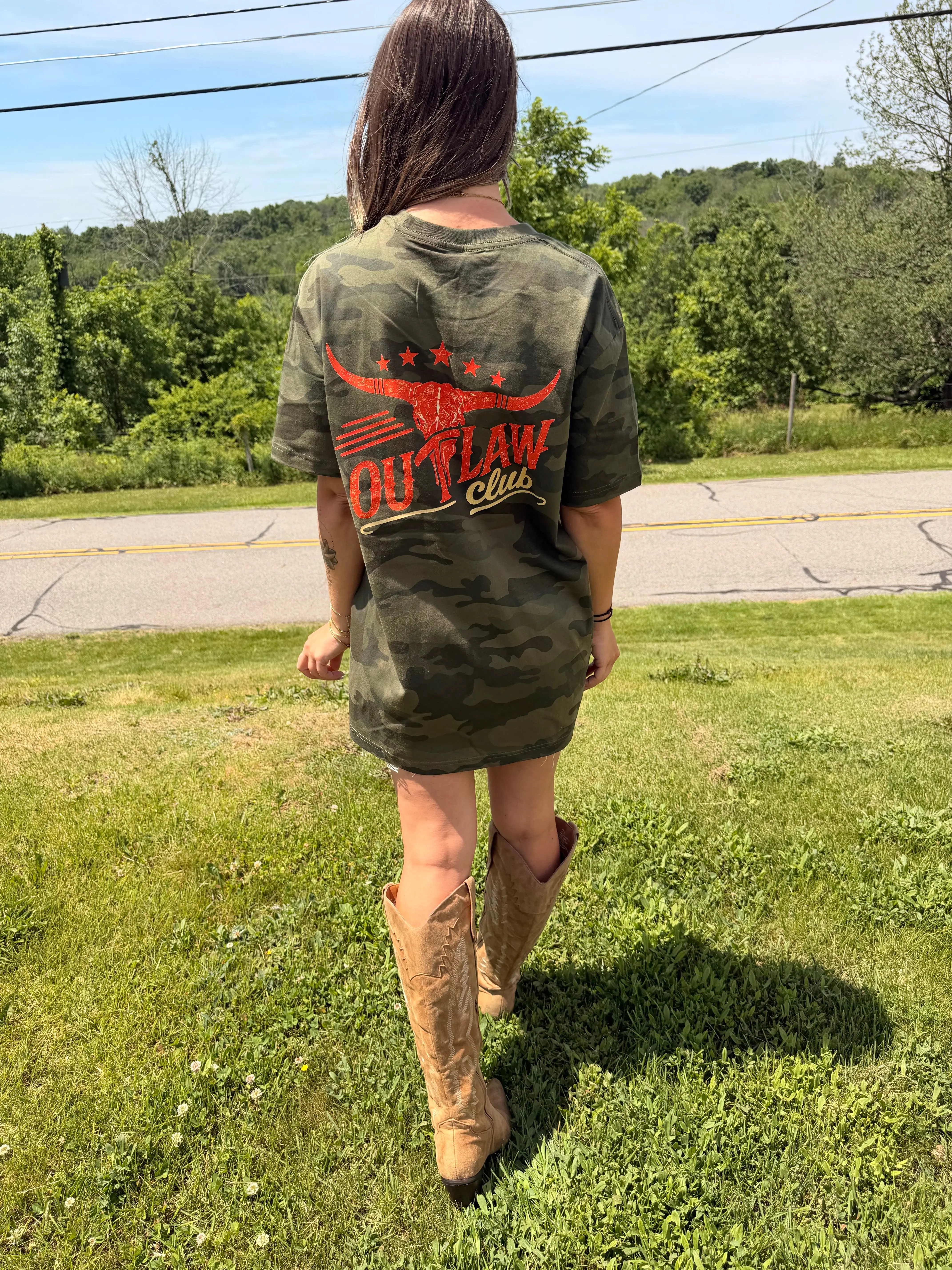 Outlaw Club Unisex Camo Graphic Tee