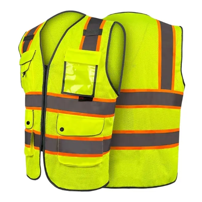 Utility Safety Vest Green, High Visibility Vest, Reflective Safety Vest