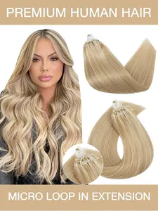 50pcs Human Hair Micro Ring Extensions, Straight Daily Use, Natural Look, Increase Volume and Length, Suitable for All Hair Types