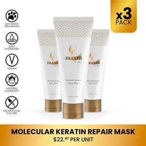 3 Bottles of Coco March Elixir Keratin Repair Hair Mask, Plant-Based Hair Treatment for Damaged Hair Repair, 5.2 fl oz Conditioner Haircare