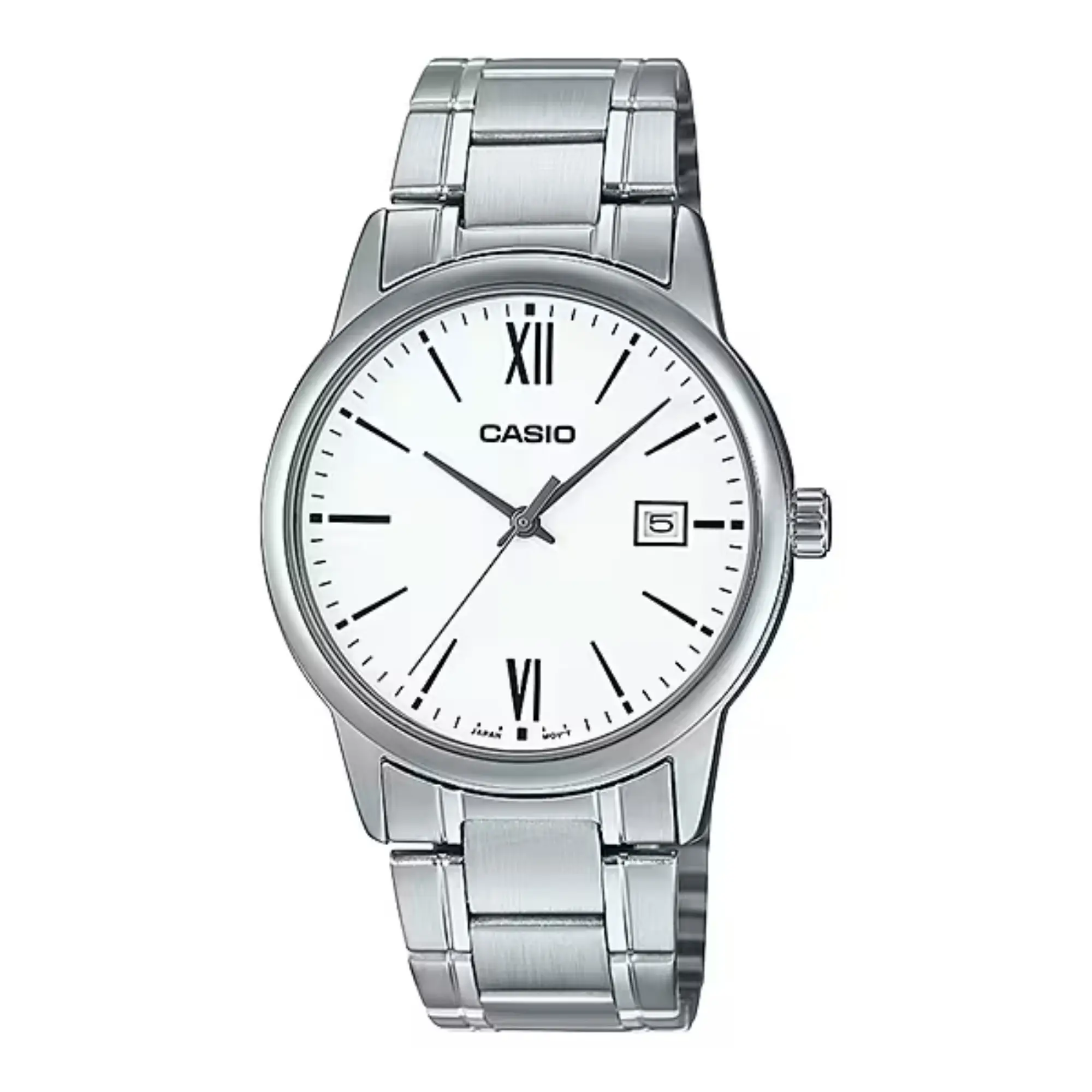 Casio Men’s Stainless Steel Analog Watch with White Dial and Date - MTP-V002D-7B3