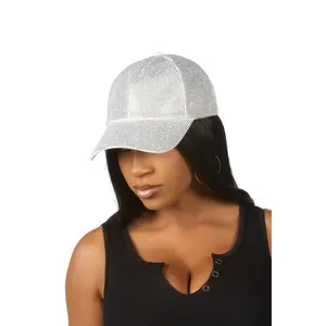 Wilamesha White Rhinestone Trucker Hat