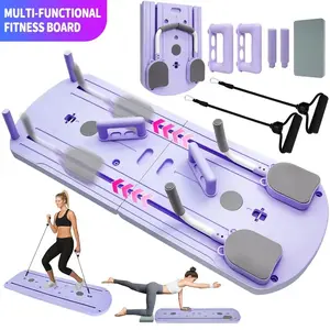 Ab Exercise Board, Multifunctional Fitness Board for Abdominal and Core Strength Training, Foldable Home Pilates Reformer&All-Body Exercise Tool with Mat and Resistance Bands