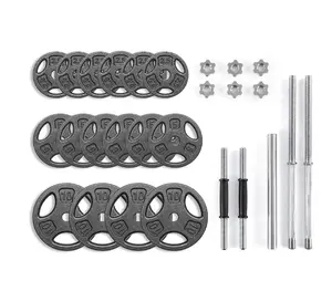 100LB Black Cast Iron Standard Weight Plates Set - 1-in Holes for Standard-Sized Bars, Dual-Use for Dumbbell and Barbell Training
