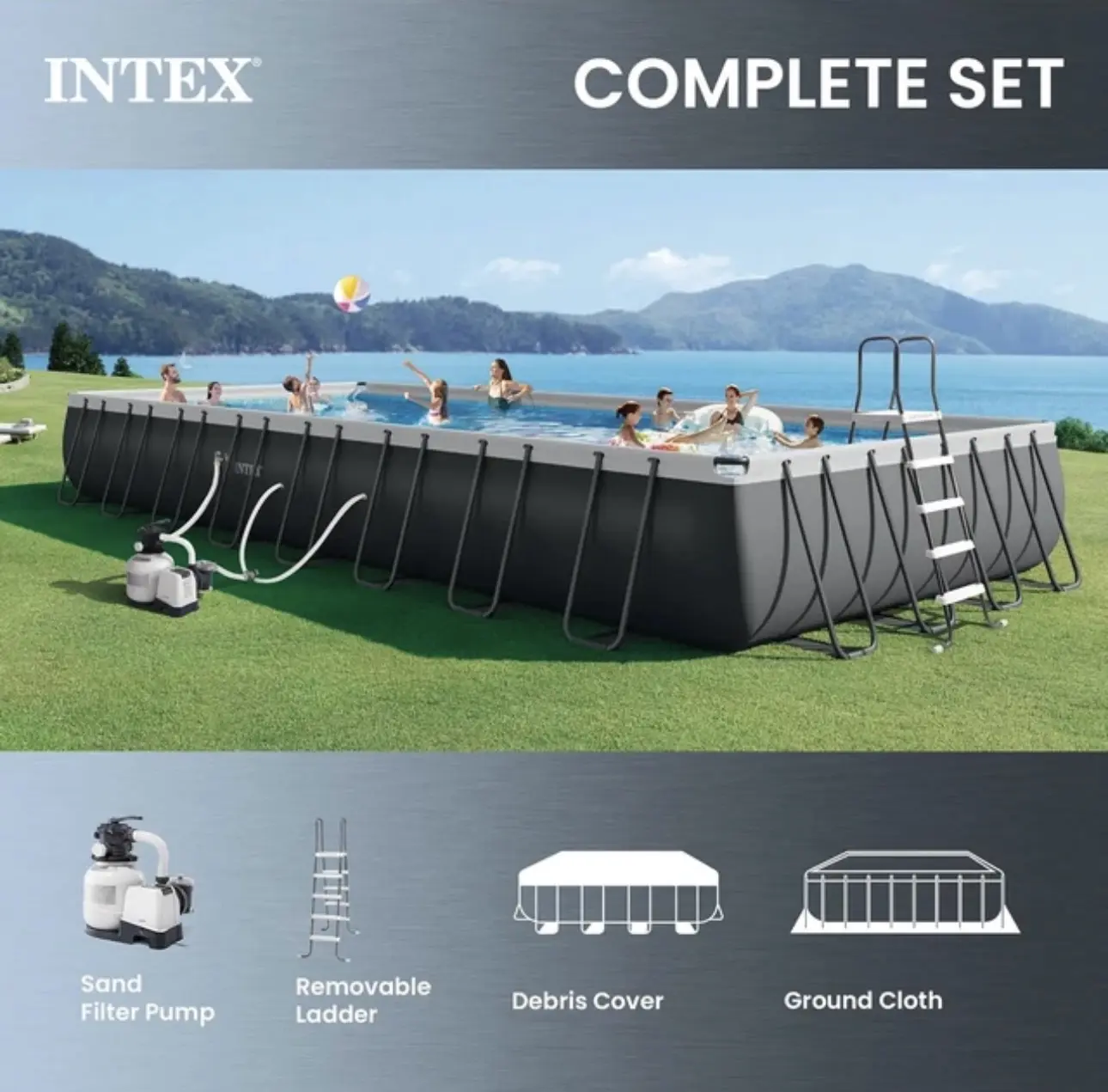 INTEX Ultra XTR 32Ft X 16Ft X 52In above Ground Swimming Pool Set W/Pump