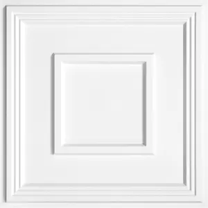 PVC Ceiling Tiles, 2'x2' Glue Up Ceiling Panel White to  Breakage Cover 48 Sq. Ft, Pack of 12 Tiles