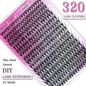 40D Cluster False Eyelash Kit 9-16mm with 320 Clusters Specialized Adhesive Remover for Natural Eye Enhancement DIY Lash Extension at Home Cosmetic