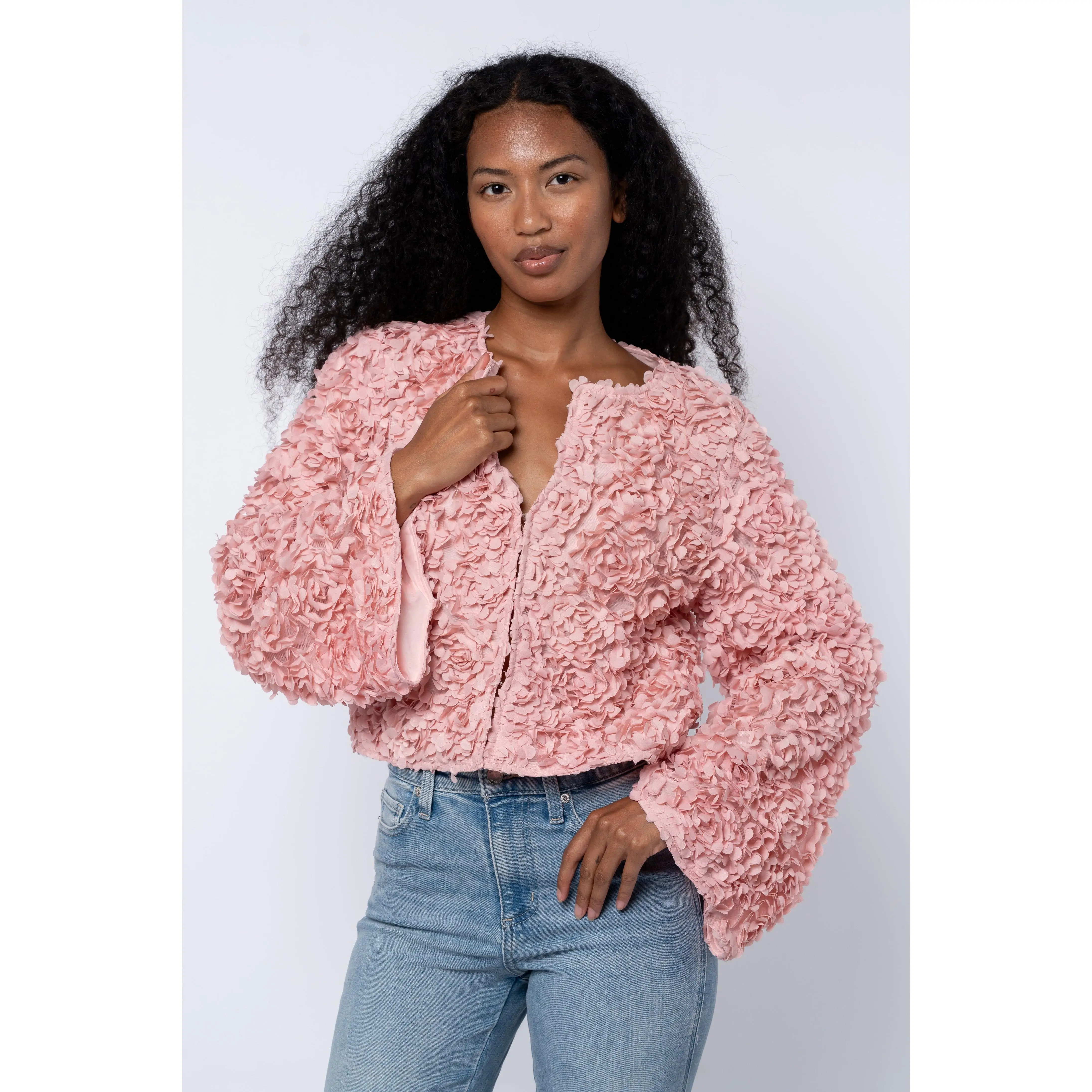Elliott Flower Embellished Cropped Jacket