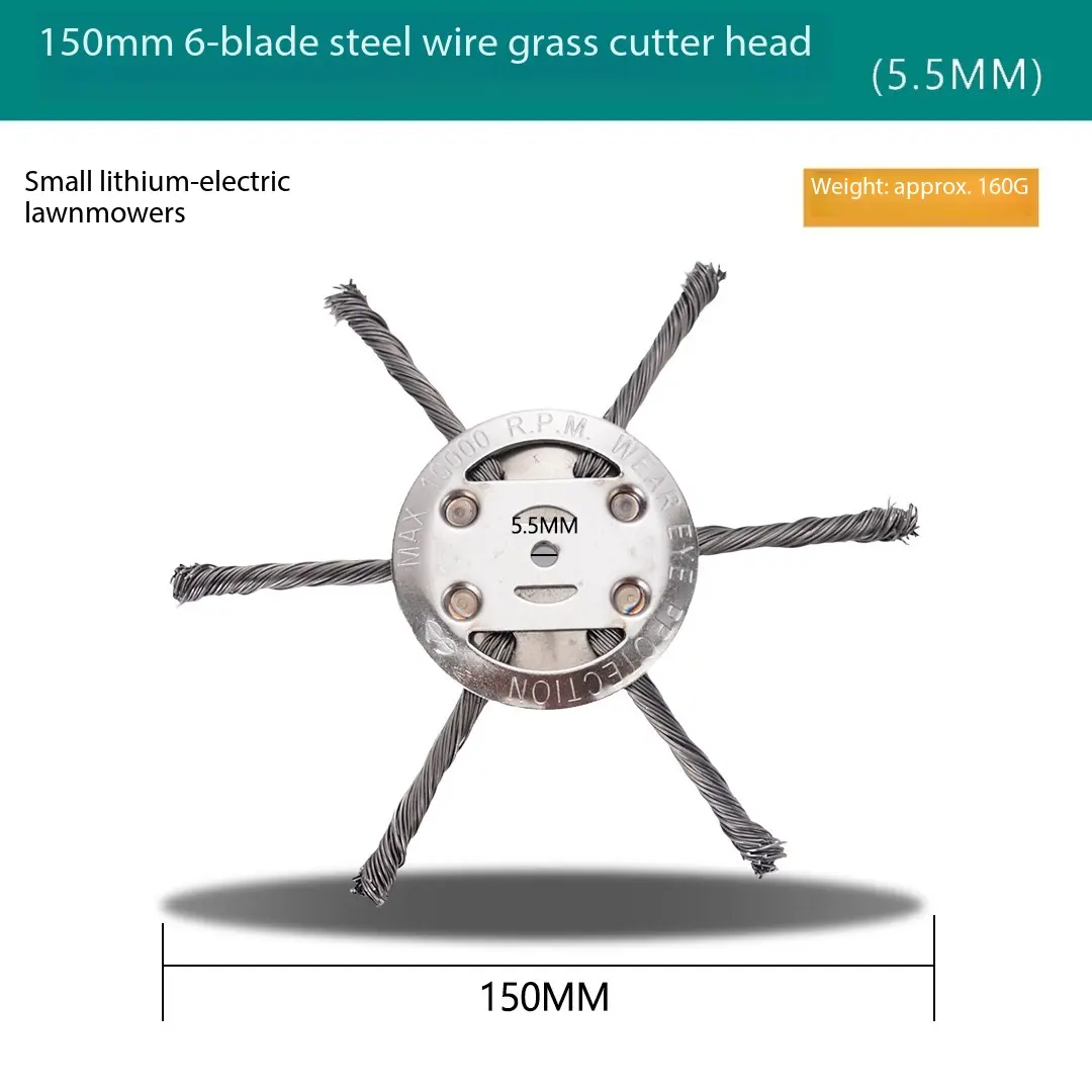 Lawn mower steel wire 6 inch 8 inch rust removal wheel, weeding wheel, weeding head, weeding head,  tray, Portable machine, universal accessories Cutting Garden Trimmer
